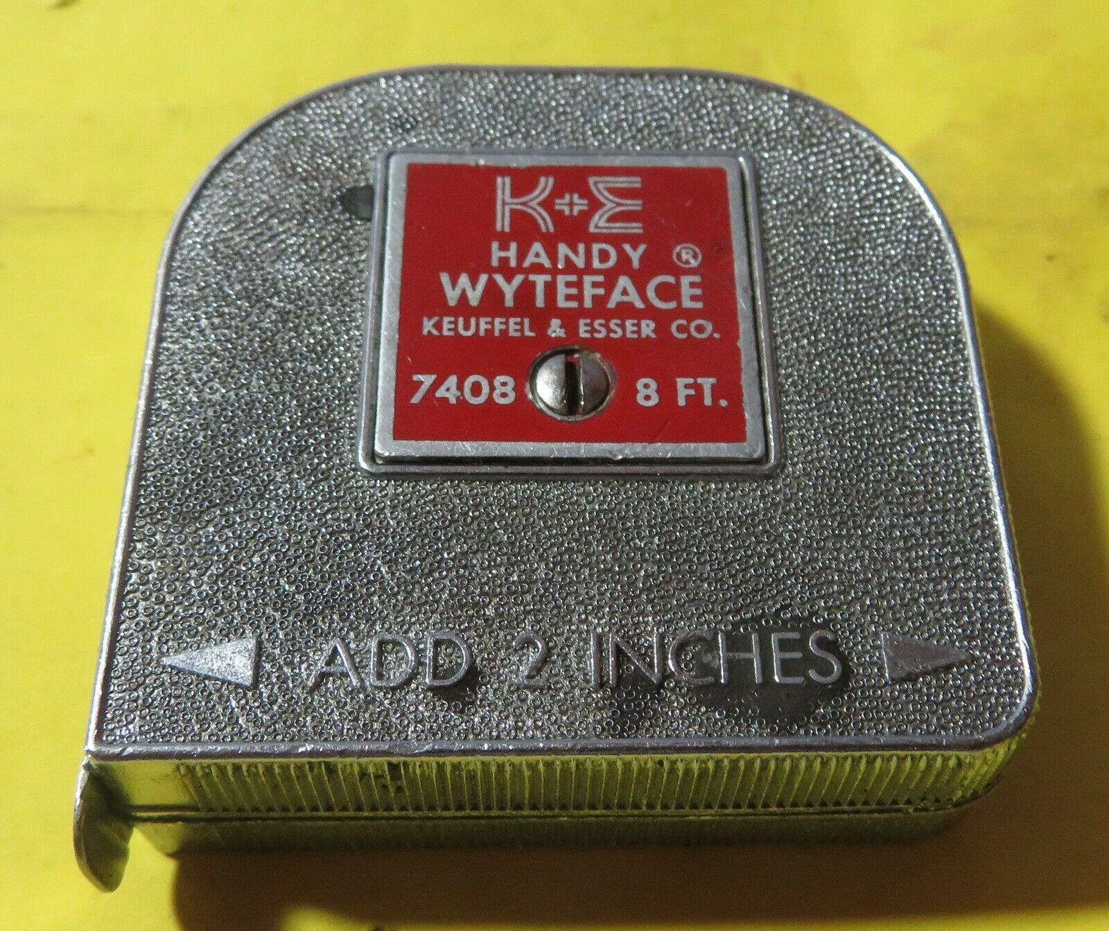 Vintage Keuffel & Esser K & E Handy Wyteface  8 Ft Steel Measuring Tape. Usa