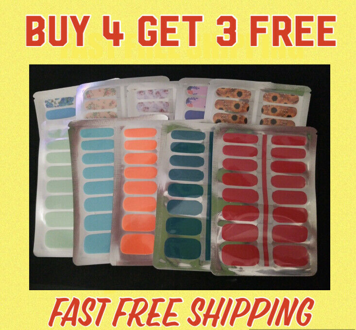 Florals And Solids Nail Strips - Buy 4 Get 3 Free -   Free Shipping Within Usa