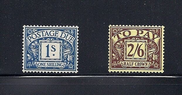 Great Britain 1938-9 Postage Dues (2) Hi-values F/vf Mh