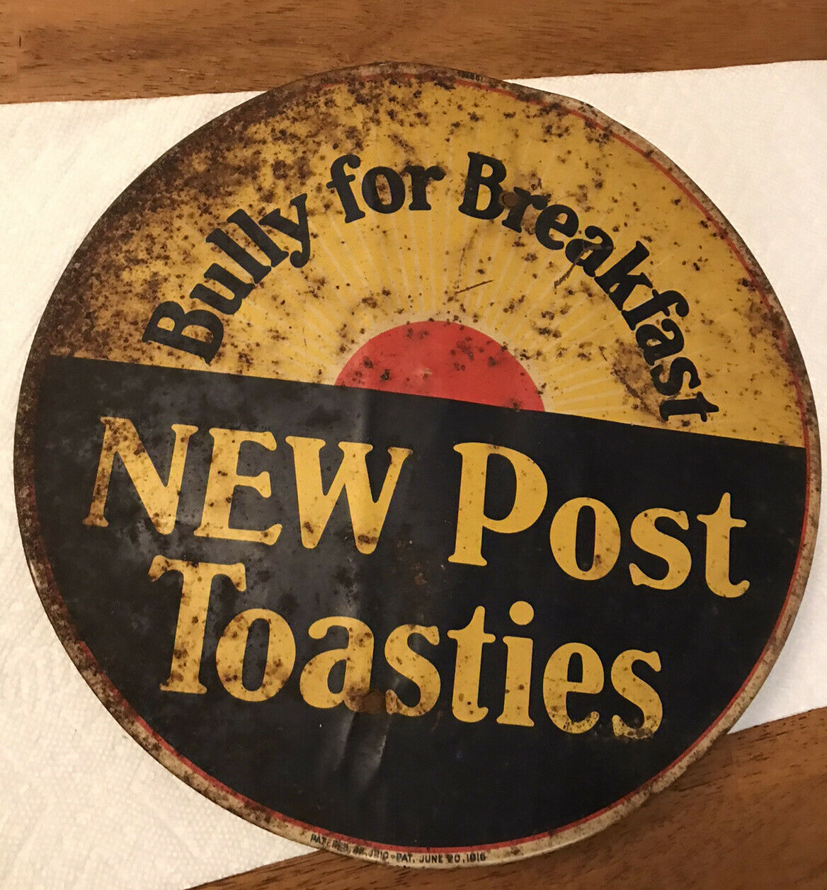 Antique Post Toasties Stringholder Tin Sign Only