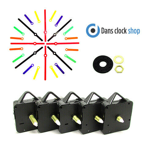 New Quartz Clock Repair Kit Movement Mechanism Motor & Coloured Hands & Fittings