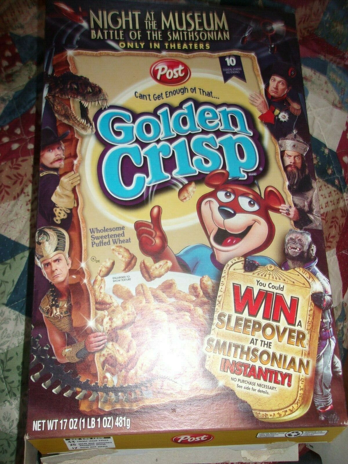 Golden Crisp Cereal Empty 17 Oz  Night At The Museum