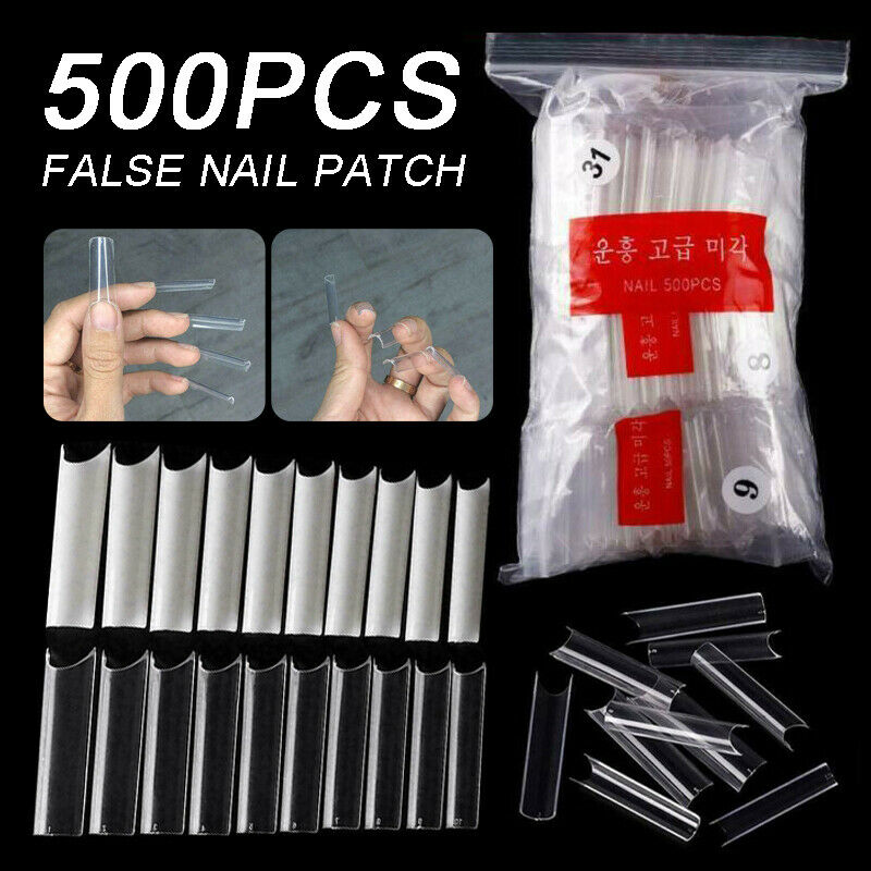 500pcs Extra Long C Curve Tapered Square False Nail Tips Half Cover Tips