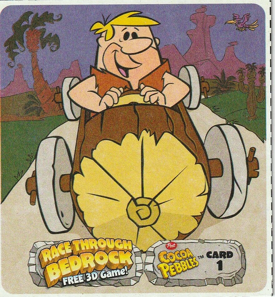 2011 Post Cereal - Barney - Race Through Bedrock - Card 1 - Coco Pebbles