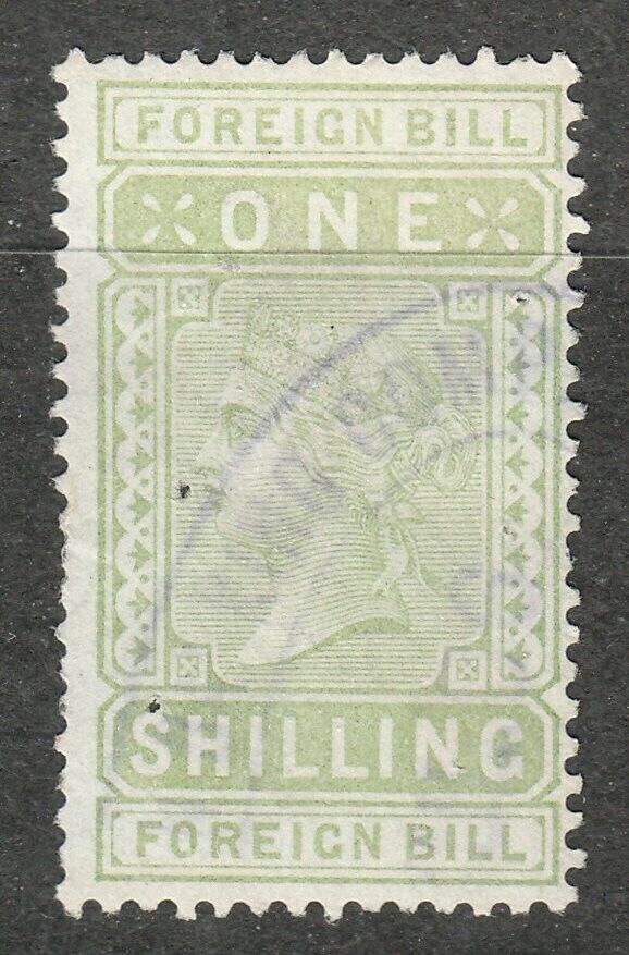 Great Britain Foreign Bill One Shilling Used Stamp Victoria Period. 010