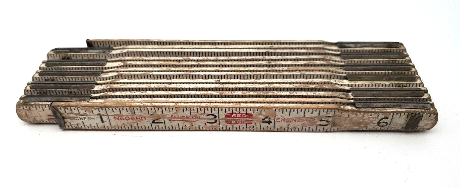 Vintage Lufkin # 066d Red End Engineer's Folding Ruler Lock Joints