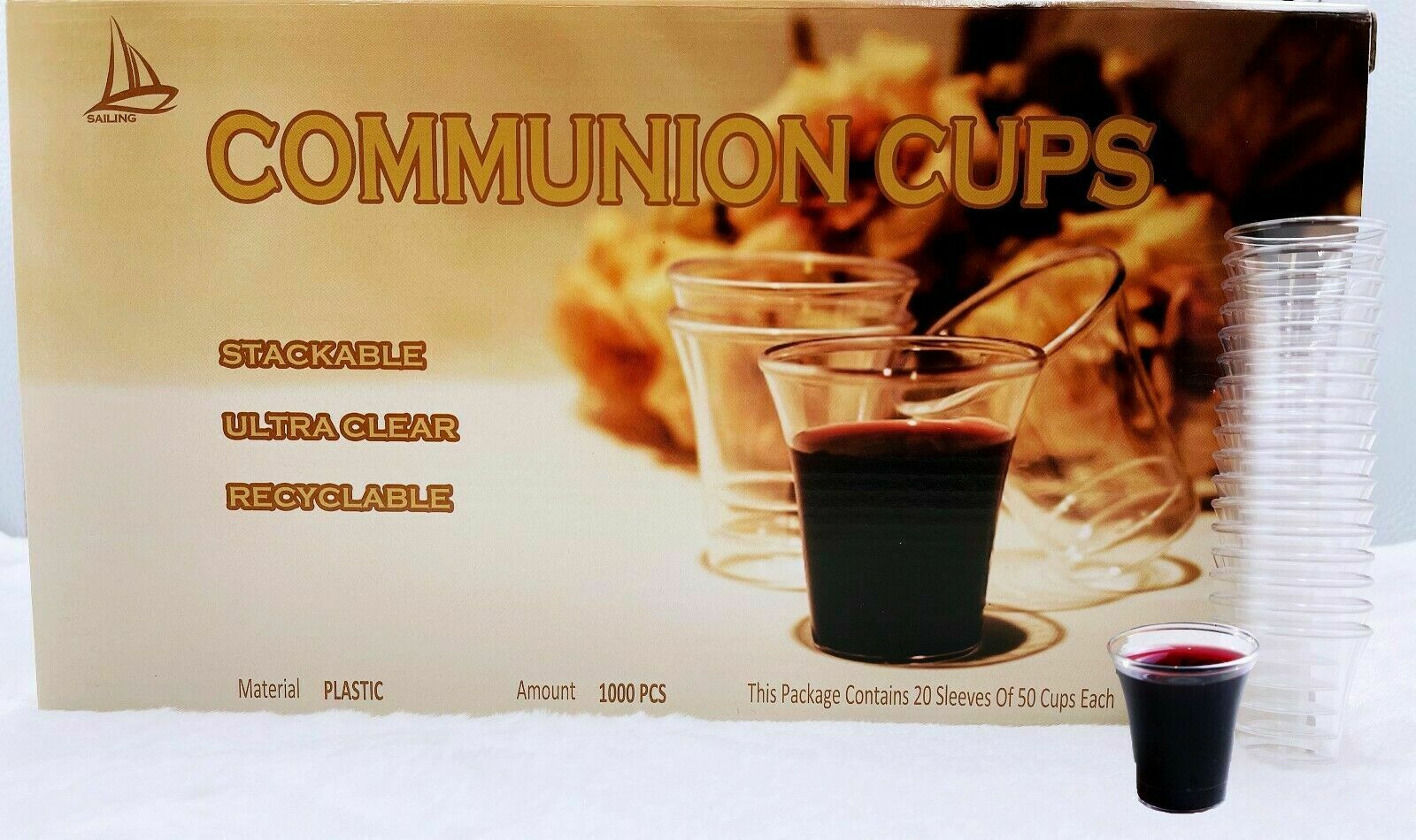 0.5oz.Disposable Clear Plastic Communion Cups 1000pc Fit Holy Communion Tray