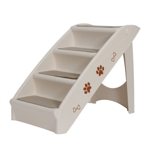 Dog Ladder Support Frame For High Bed Foldable Pet Stairs 4 Non-slip Steps