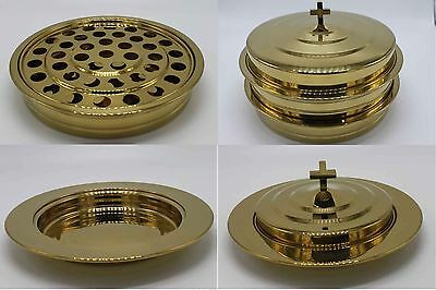 Brasstone-2 Stainless Steel Communion Trays With 1 Lid And 2 Bread Tray Set