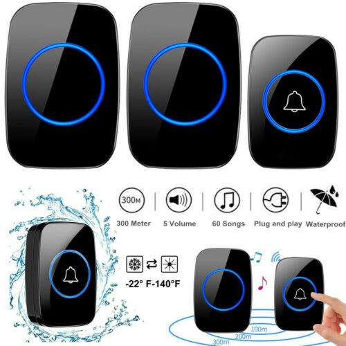1000FT Wireless Doorbell Waterproof 2 Plugin Receiver Adjustable Volume 38 Chime