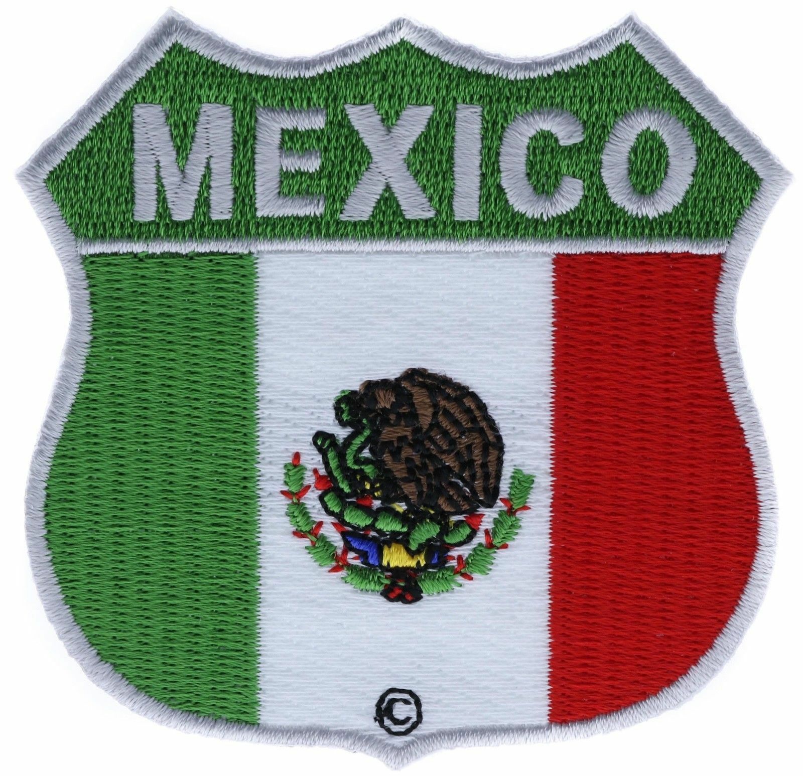 Mexico Flag Shield Embroidered Patch F1D7N