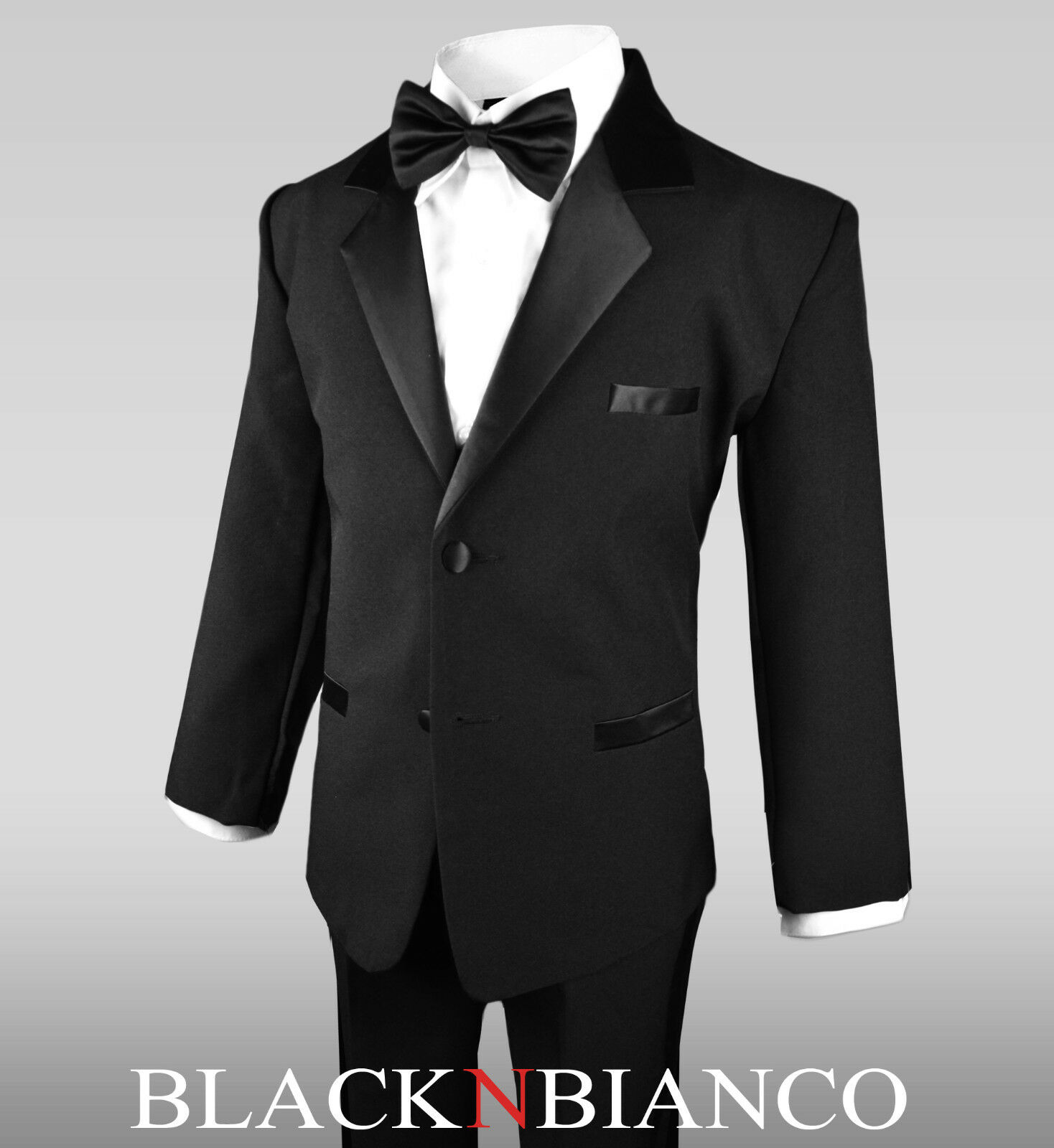 Boys Black Tuxedo For Kids Of All Ages Formal Wear With  Black Bow Tie